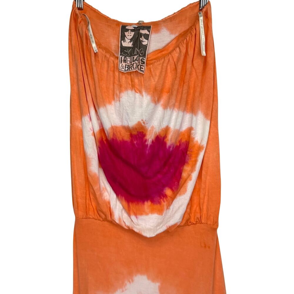 Young Fabulous & Broke Strapless Tie Dye Maxi Dress Womens XS Orange Pink Jersey - Picture 4 of 10